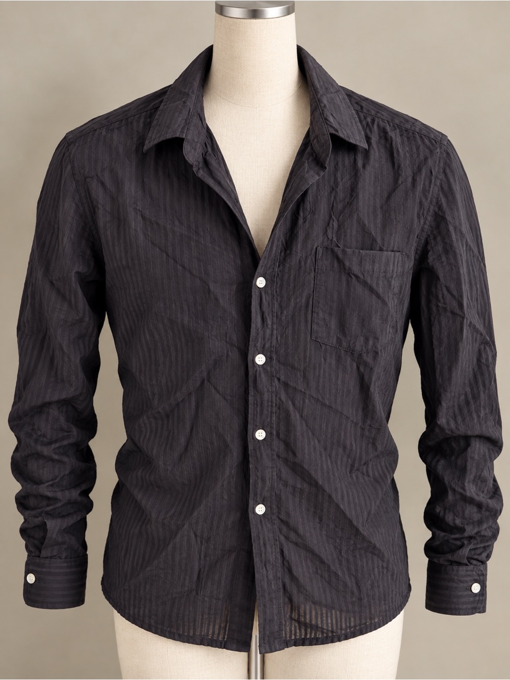 Frank & Eileen Dark Charcoal Stripe Casual Button-Down Shirt